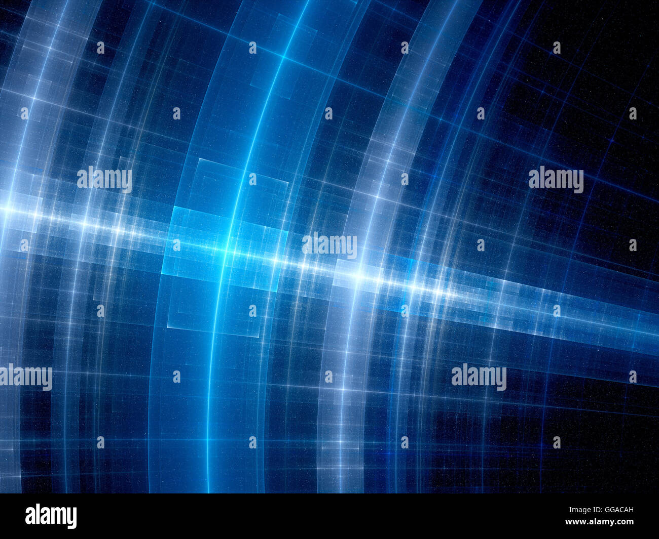 Blu brillante di forma circolare i rettangoli nello spazio, generato dal computer sfondo astratto Foto Stock