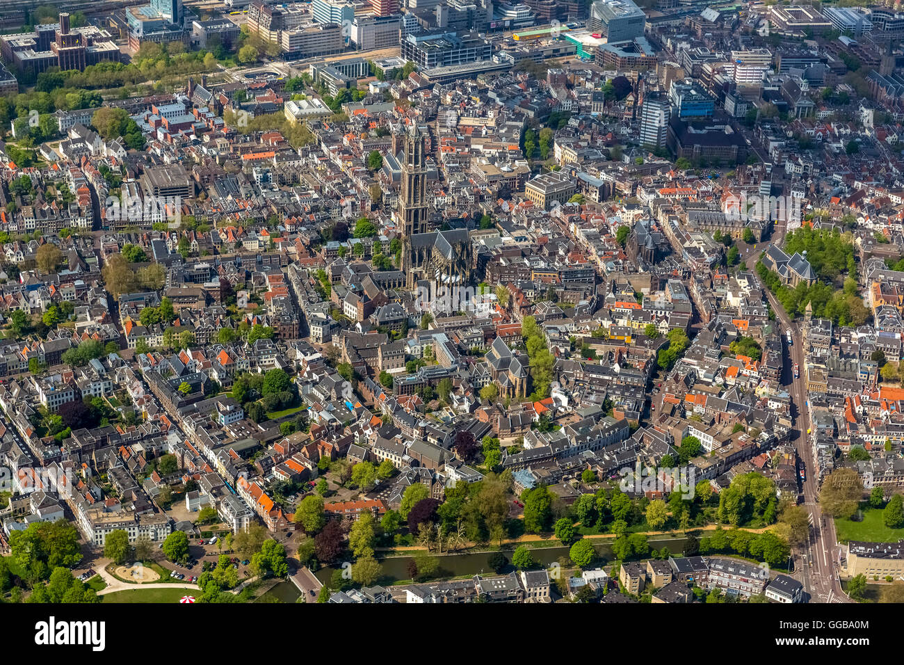 Vista aerea, nel centro di Utrecht, panoramica con la Torre del Duomo di Utrecht, Domkerk Utrecht, Utrecht, Olanda Settentrionale, Paesi Bassi, Foto Stock