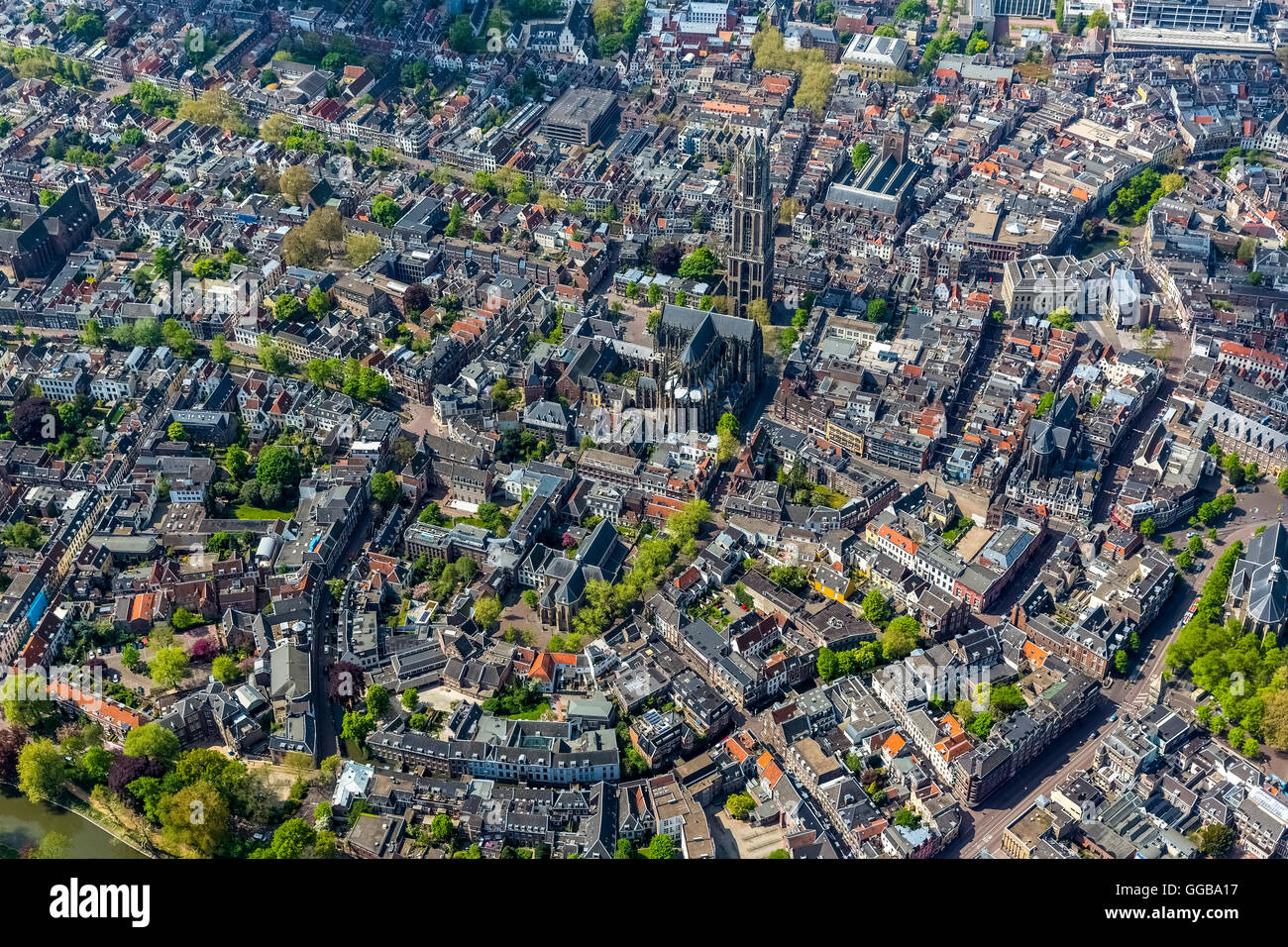 Vista aerea, nel centro di Utrecht, panoramica con la Torre del Duomo di Utrecht, Domkerk Utrecht, Utrecht, Olanda Settentrionale, Paesi Bassi, Foto Stock