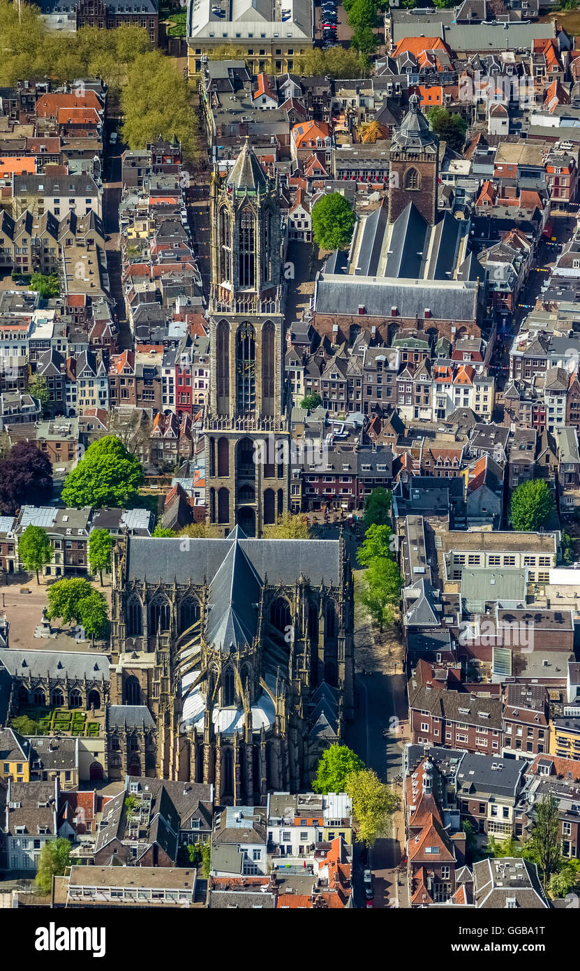 Vista aerea, nel centro di Utrecht, panoramica con la Torre del Duomo di Utrecht, Domkerk Utrecht, Utrecht, Olanda Settentrionale, Paesi Bassi, Foto Stock