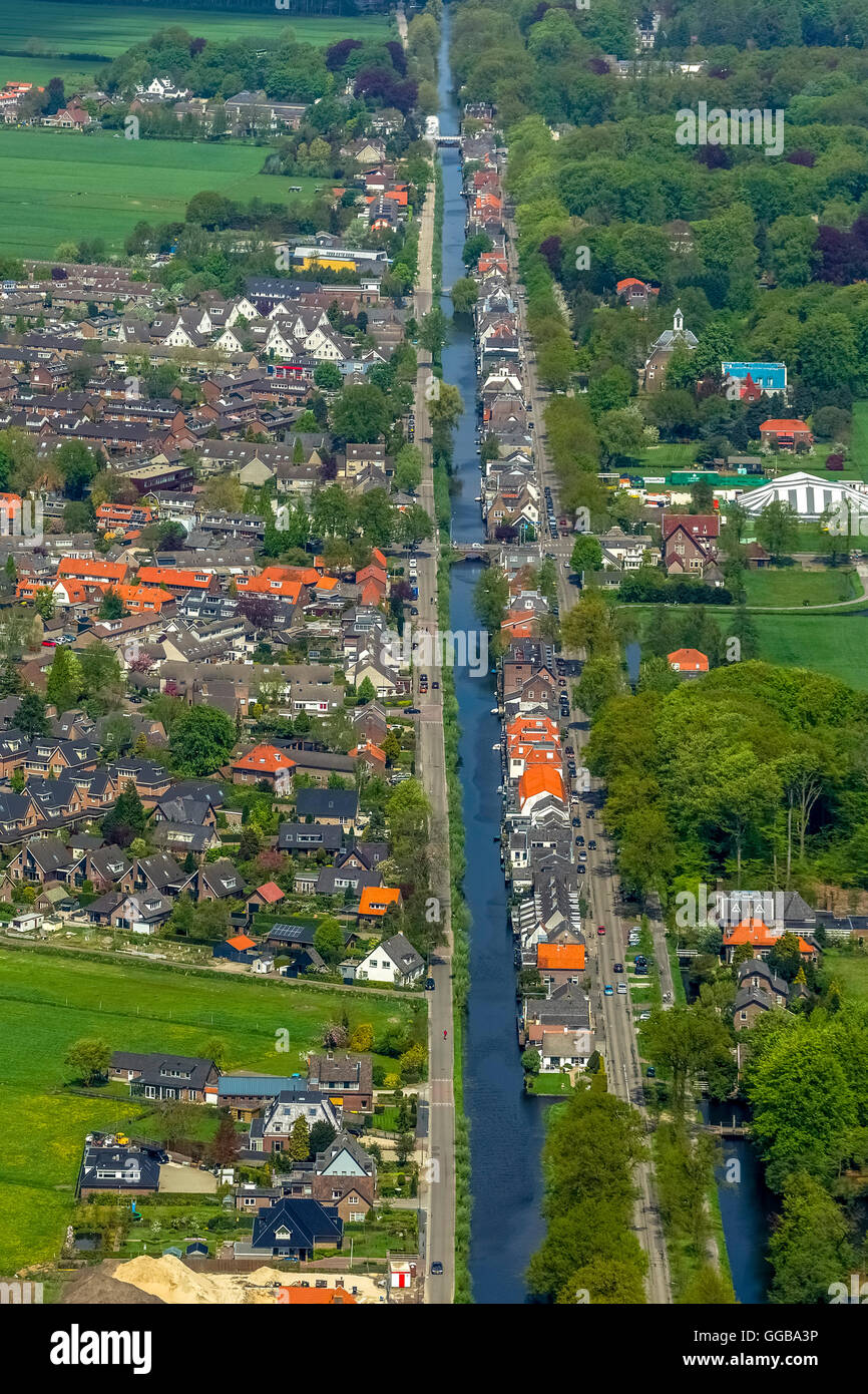 Vista aerea, Hilversum Hilversums canale Kanaal, 's-Graveland, North Holland, Paesi Bassi, Europa, vista aerea, uccelli-eyes view Foto Stock
