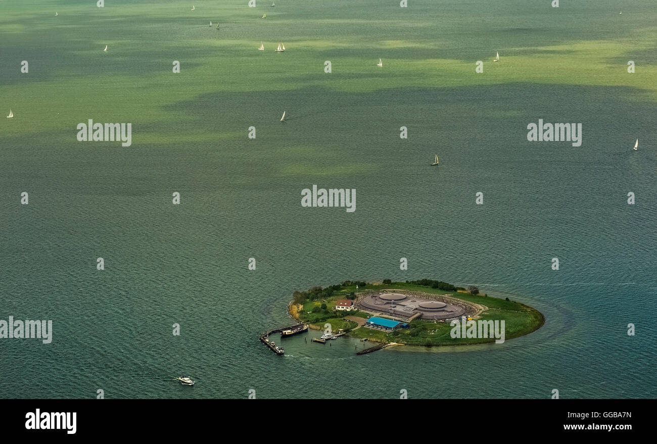 Vista aerea, Fort Eiland Pampus, Fort isola Pampus, Pampus è un'isola artificiale nel IJmeer, VOR volo sistema di navigazione, Foto Stock