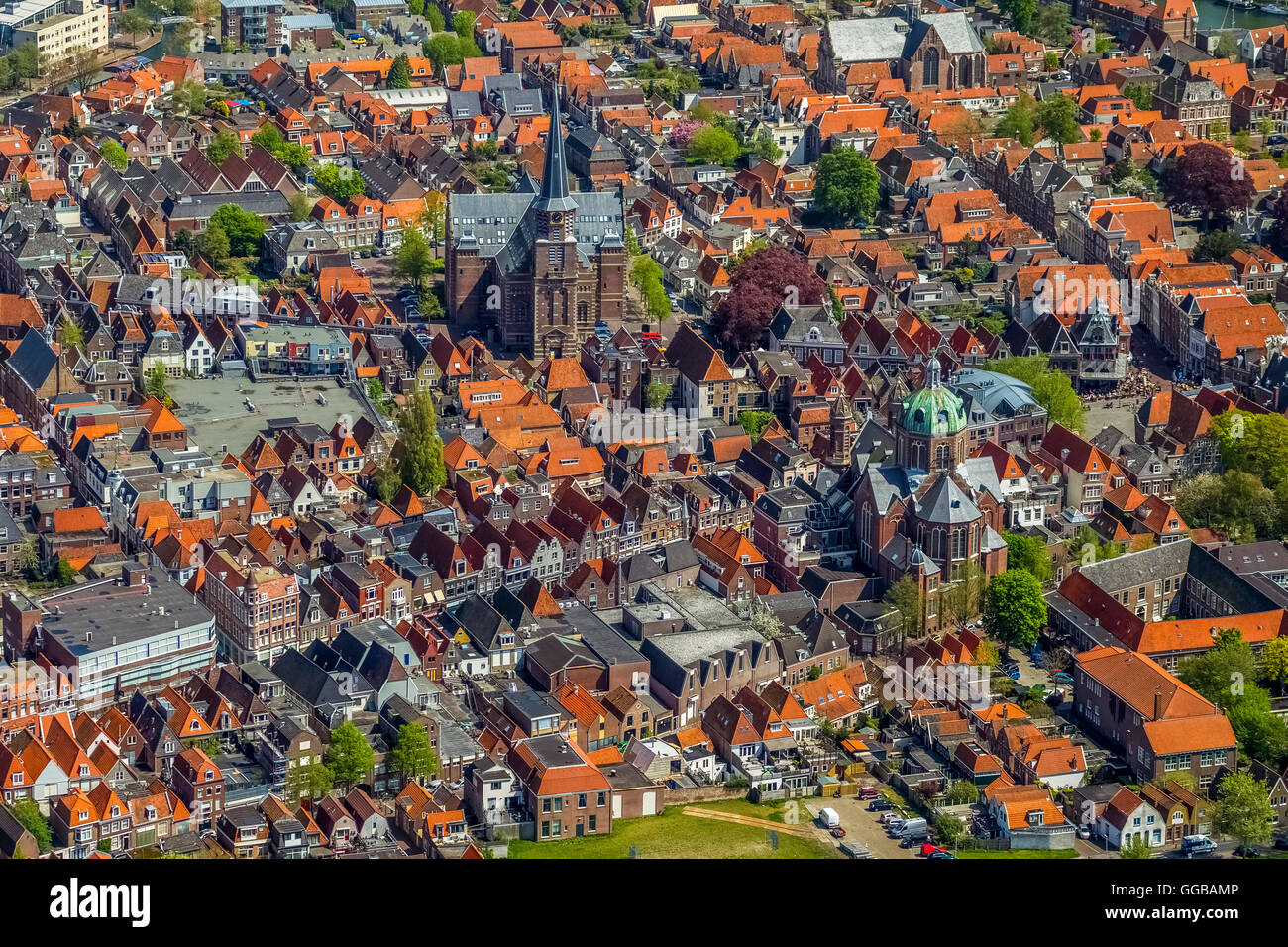 Vista aerea, Hoorn al Markermeer, acque interne, Hoorn, North Holland, Paesi Bassi, Europa, vista aerea, uccelli-occhi vista, Foto Stock