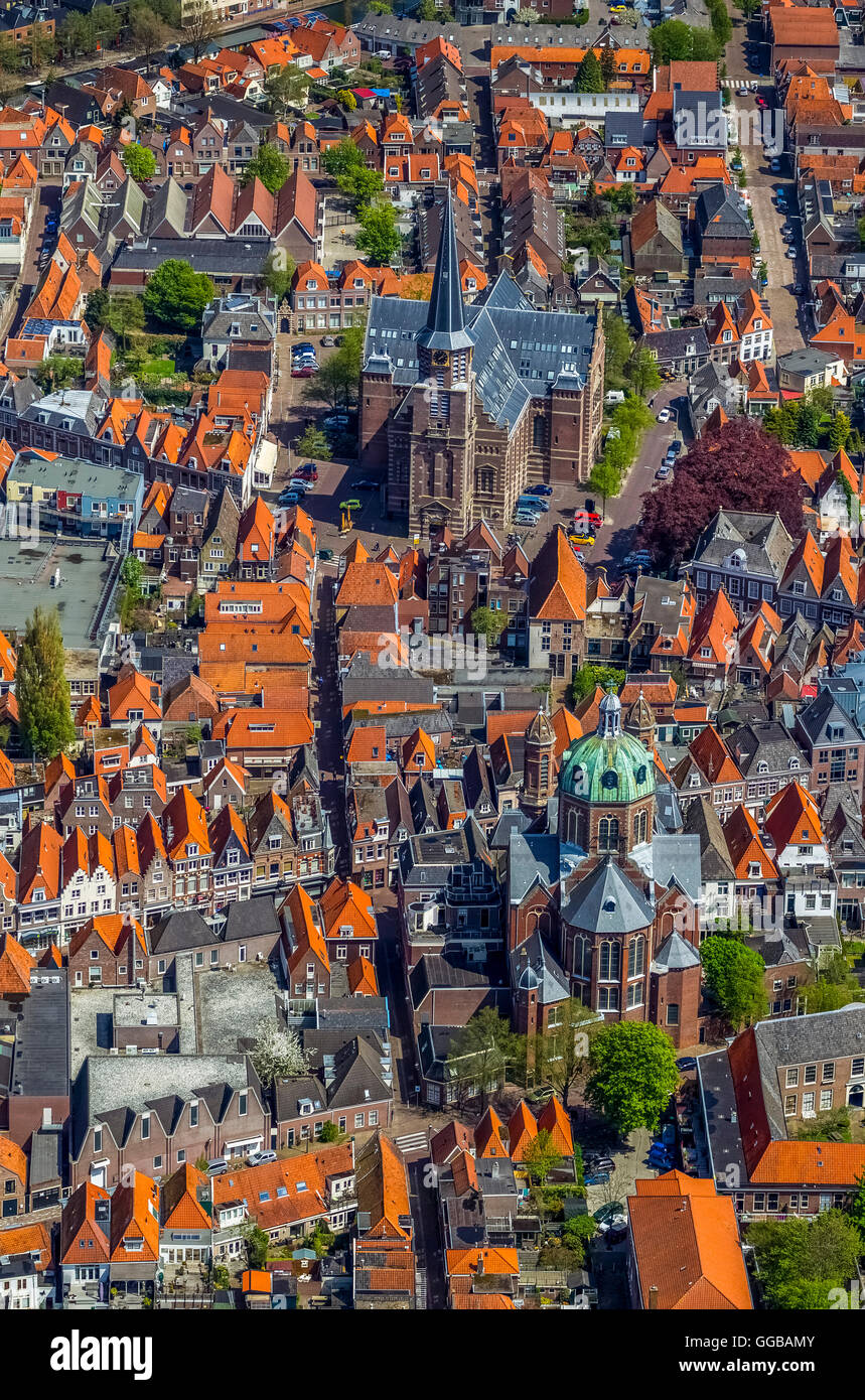 Vista aerea, Hoorn al Markermeer, acque interne, Hoorn, North Holland, Paesi Bassi, Europa, vista aerea, uccelli-occhi vista, Foto Stock