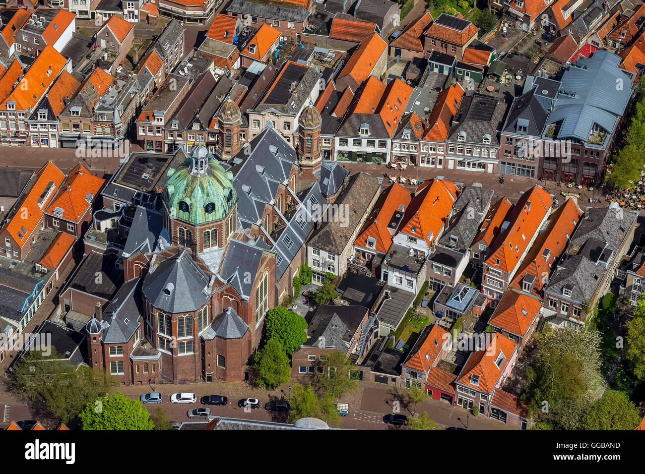 Vista aerea, Hoorn al Markermeer, acque interne, Hoorn, North Holland, Paesi Bassi, Europa, vista aerea, uccelli-occhi vista, Foto Stock