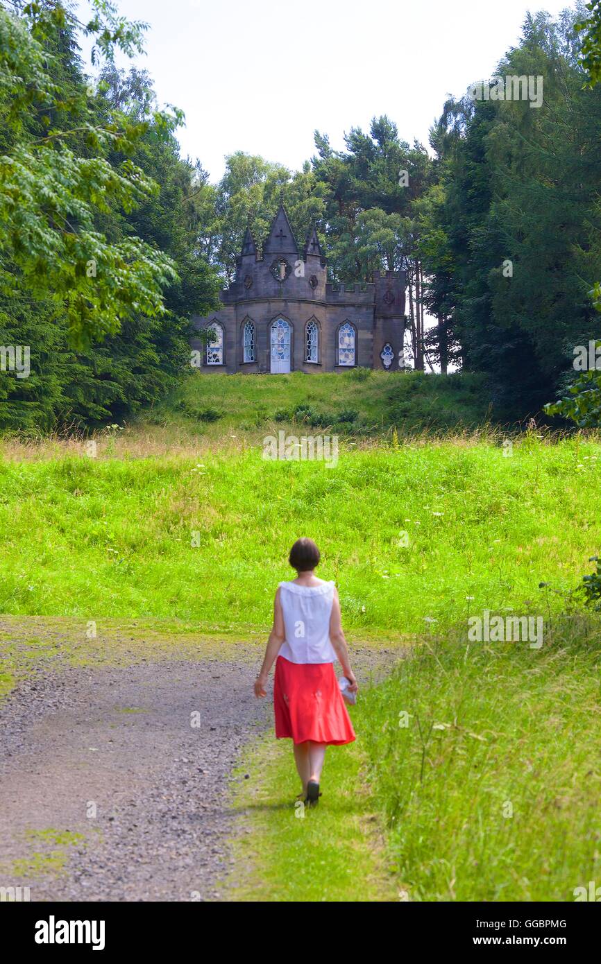 Gibside. Banqueting House è un edificio del XVIII secolo in stile gotico di follia. Rowlands Gill, Gateshead, Tyne & Wear, England, Regno Unito, Gran Foto Stock