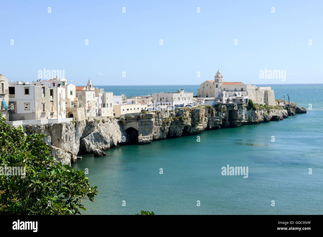 Vista di Vieste in Puglia, Italia. Foto Stock