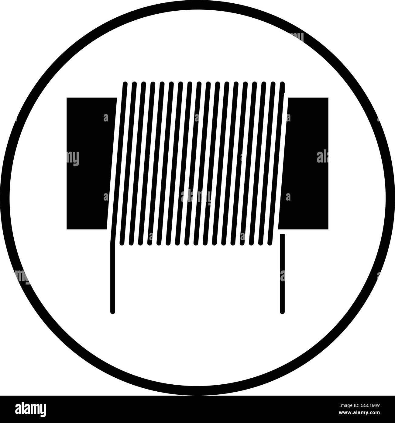 Bobina di induttanza e la relativa icona. Cerchio sottile design. Illustrazione Vettoriale. Illustrazione Vettoriale