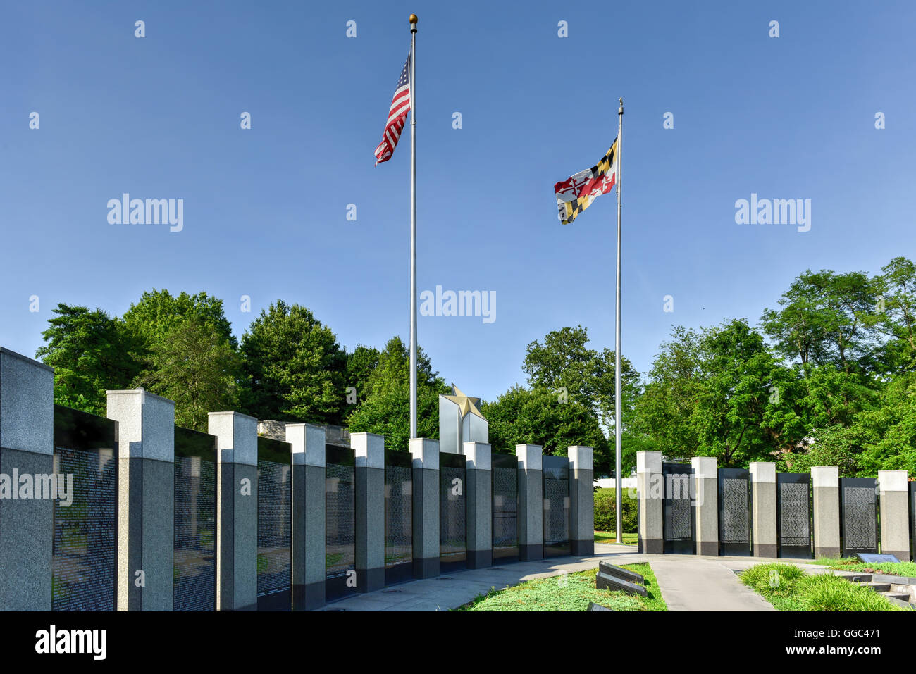 Maryland il Memoriale della Seconda Guerra Mondiale. Il memorial è un open, quattro facciate anfiteatro circondato da 48 a nove piedi di alte colonne offrono Foto Stock