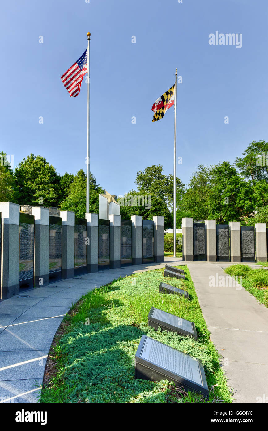 Maryland il Memoriale della Seconda Guerra Mondiale. Il memorial è un open, quattro facciate anfiteatro circondato da 48 a nove piedi di alte colonne offrono Foto Stock
