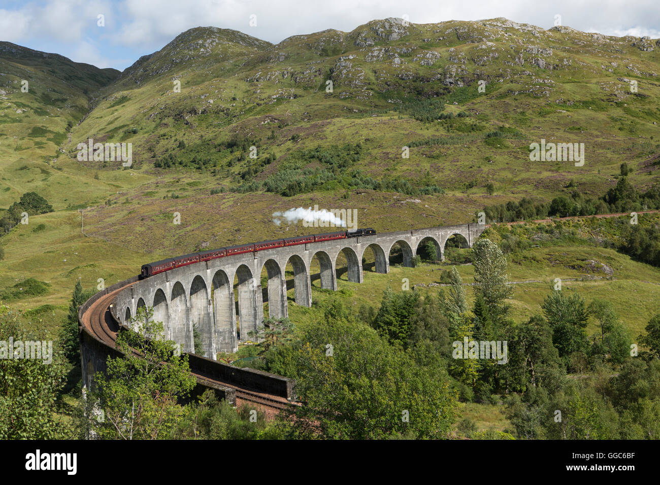 Geografia / viaggi, Gran Bretagna, Scozia, Lochaber, il giacobita locomotiva a vapore sul viadotto Glenfinnan sul West Highland Line, utilizzato come una posizione in Harry Potter film, Additional-Rights-Clearance-Info-Not-Available Foto Stock