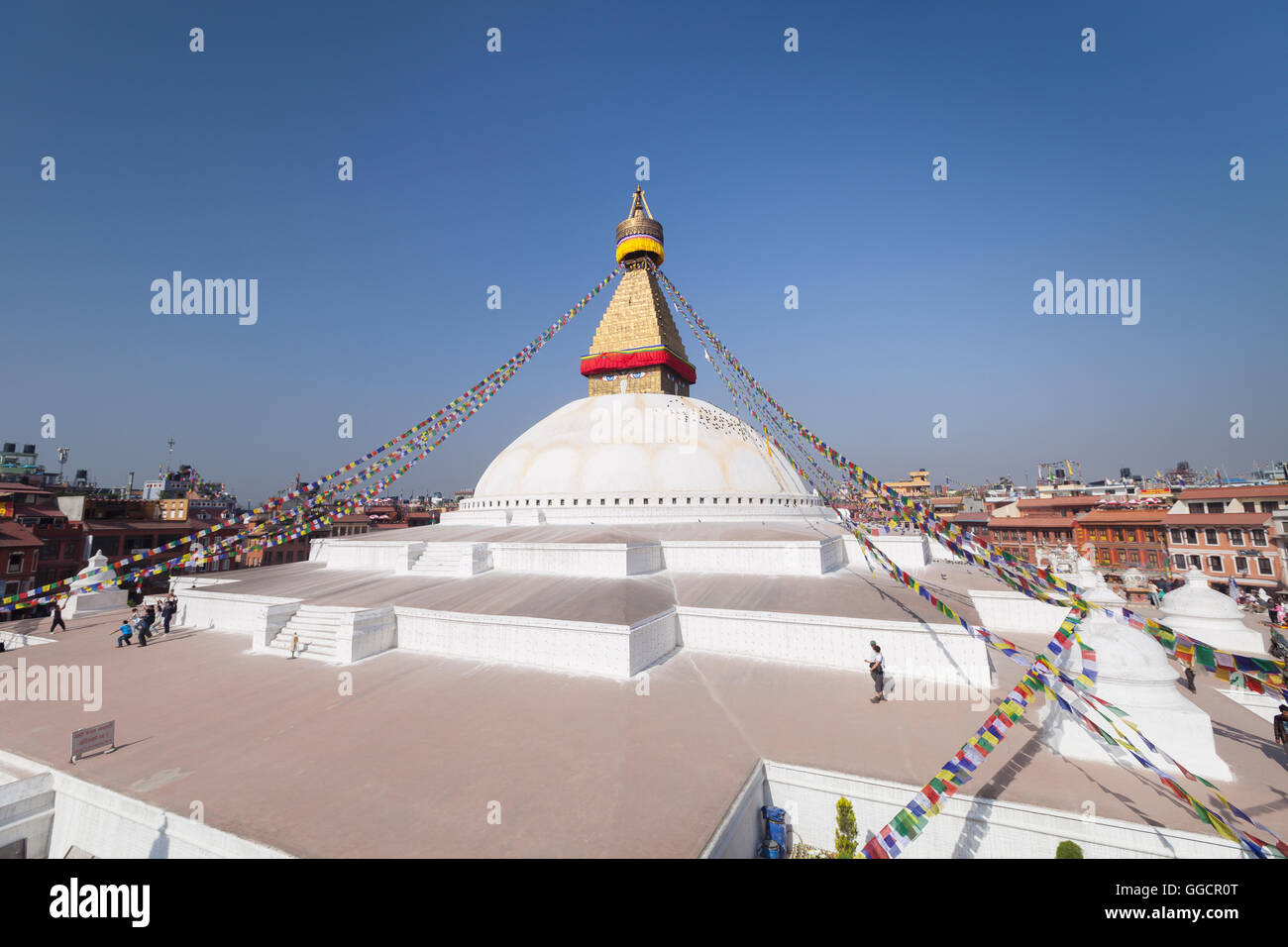 Il famoso stupa buddisti a Boudhanath, Kathmandu, Nepal Foto Stock