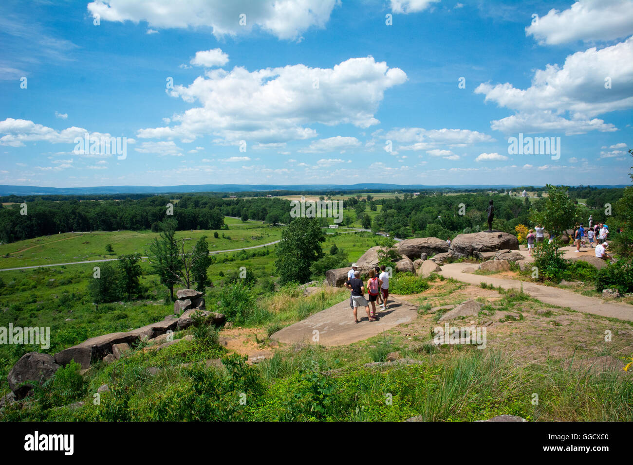 Little Round Top, guerra civile, campo di battaglia di Gettysburg, PA Foto Stock