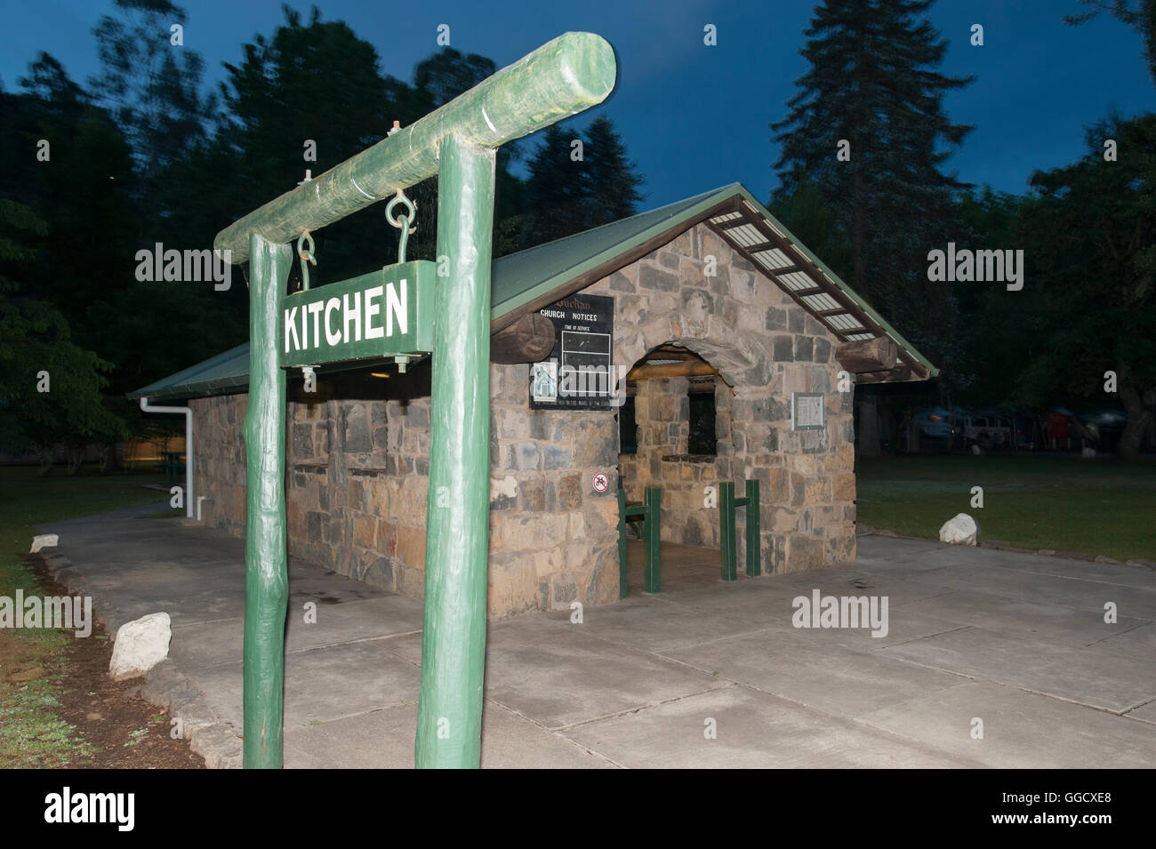 Cucina, Buchan Grotte Camping, Victoria, Australia Foto Stock