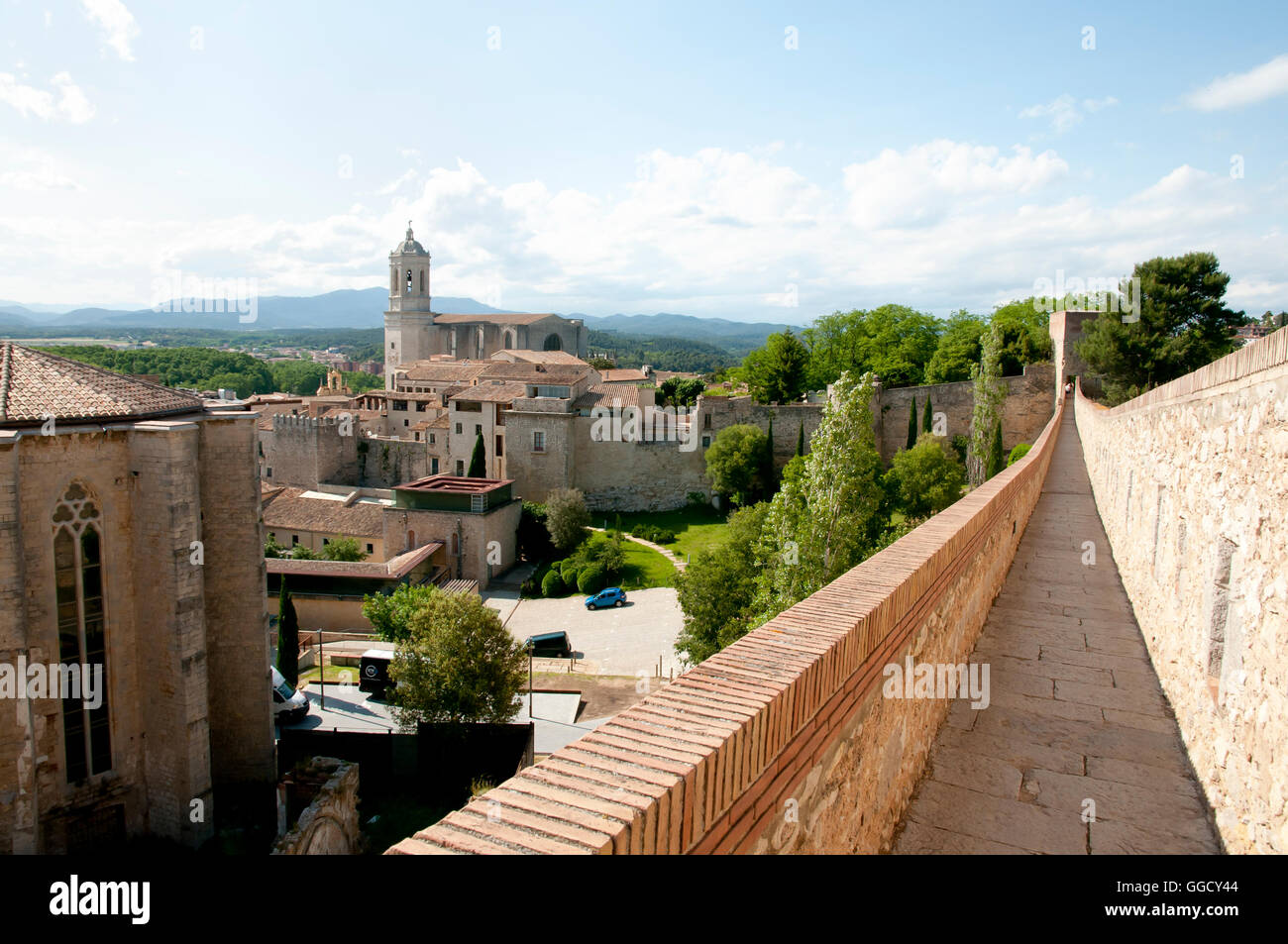 Parete della città - Girona - Spagna Foto Stock