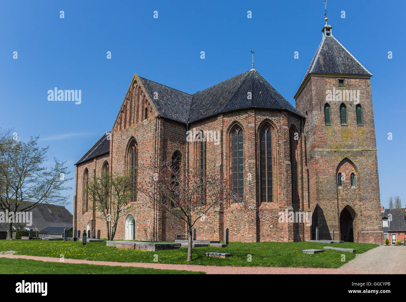 Chiesa di Zeerijp a Groningen, Paesi Bassi Foto Stock