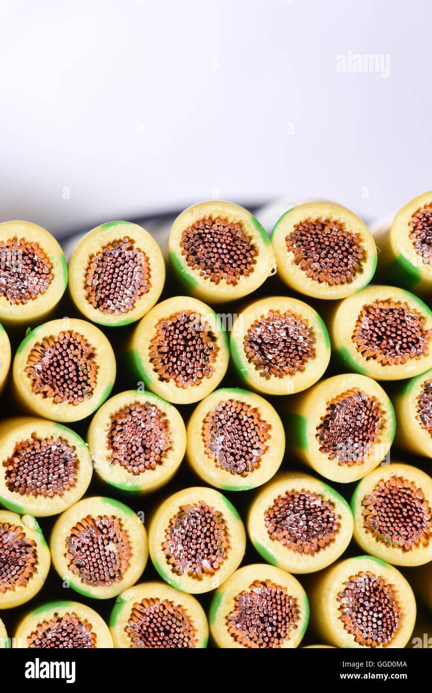 Gruppo di giallo e verde del cavo di terra closeup Foto Stock