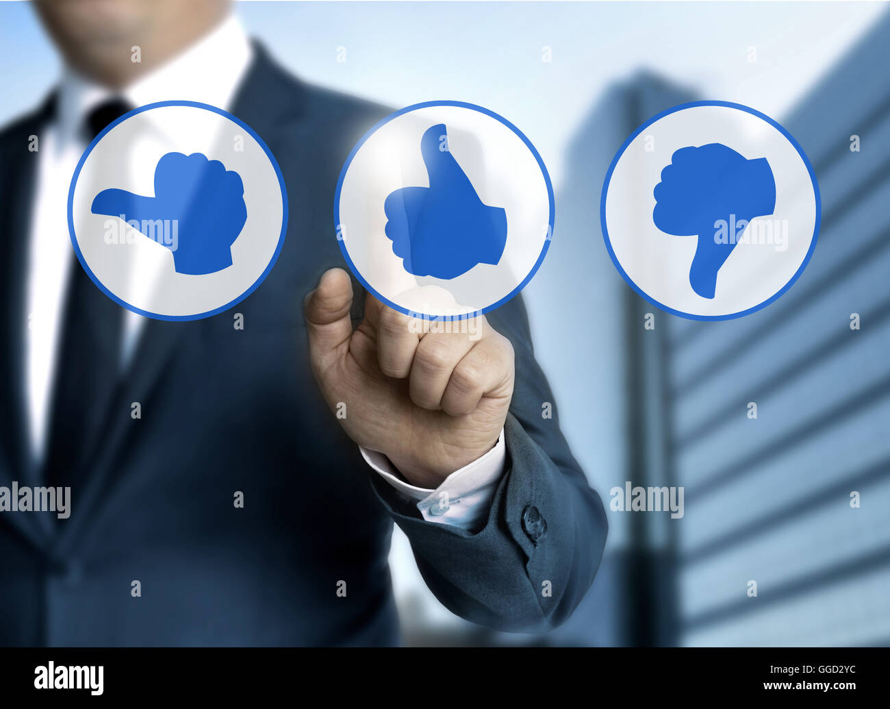 Le icone con il pollice per il cliente il concetto di revisione. Foto Stock