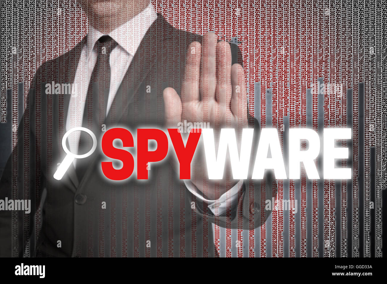 Spyware con matrice è rappresentato da parte dell'imprenditore. Foto Stock