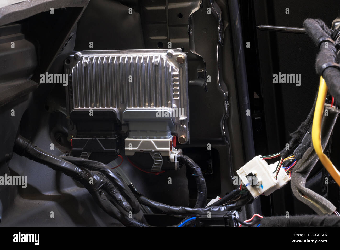 Controllore di auto in posizione di funzionamento Foto Stock