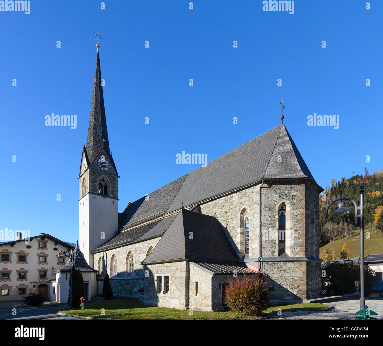 Bruck an der Großglocknerstraße: chiesa hl. Maria, Austria, Salisburgo, del Pinzgau Foto Stock