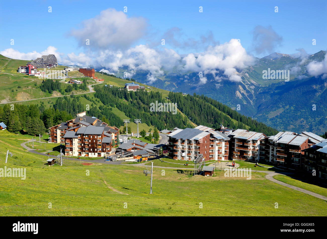 La Plagne nelle Alpi francesi Foto Stock