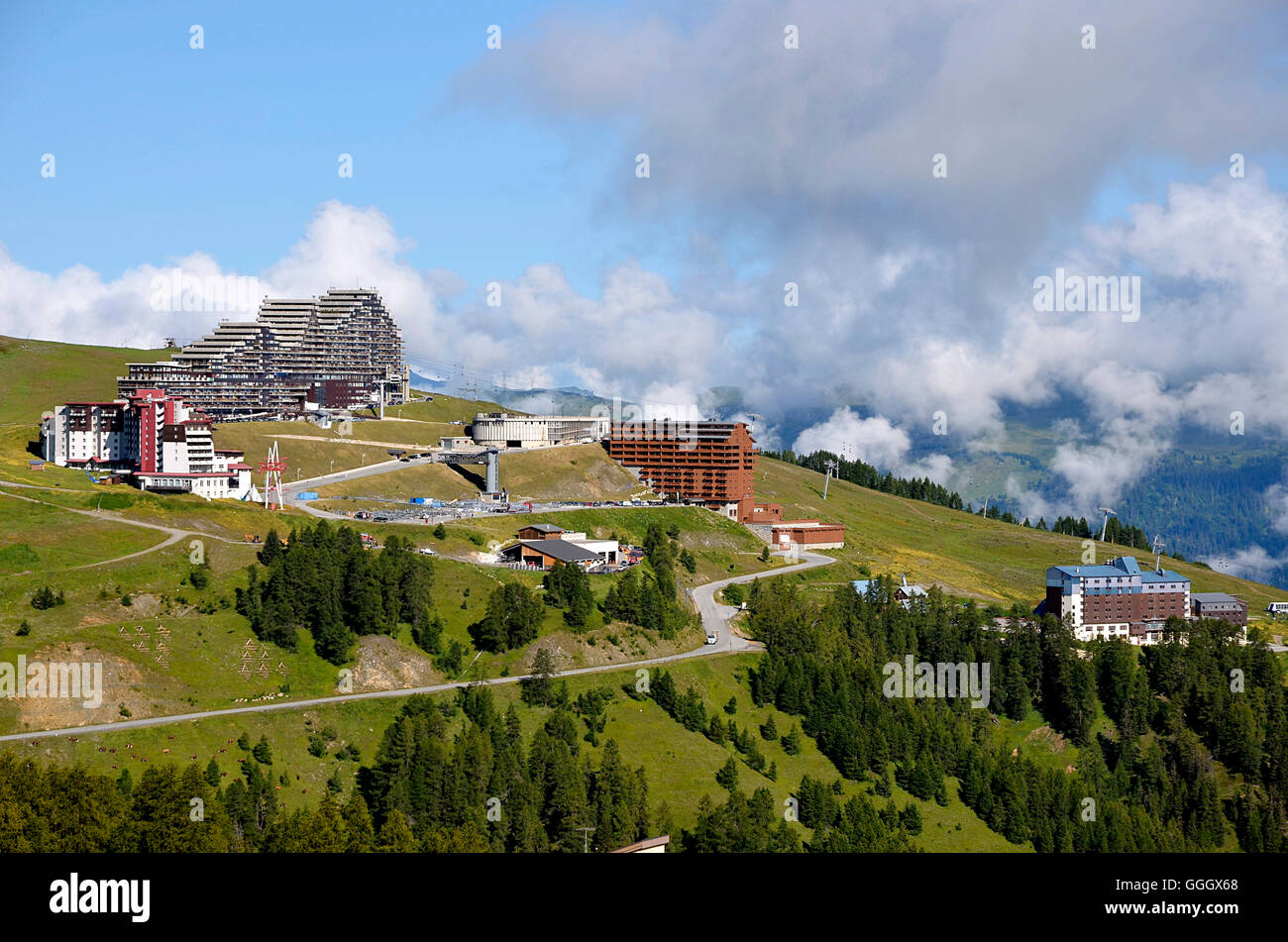 La Plagne nelle Alpi francesi Foto Stock
