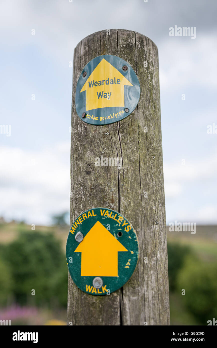 Modo Weardale segno, County Durham, Regno Unito Foto Stock