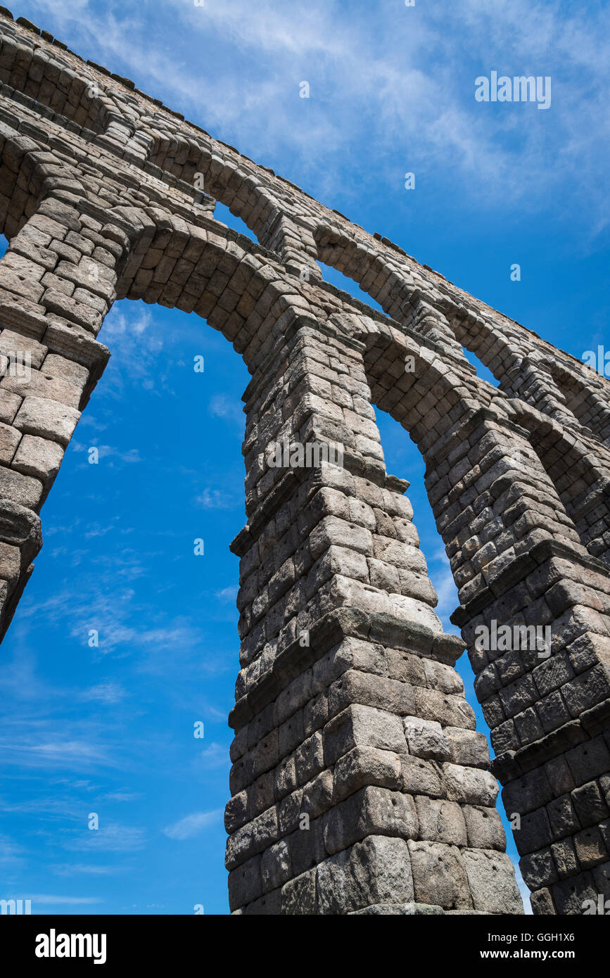 Acquedotto romano di Segovia, Castilla y Leon, Spagna Foto Stock