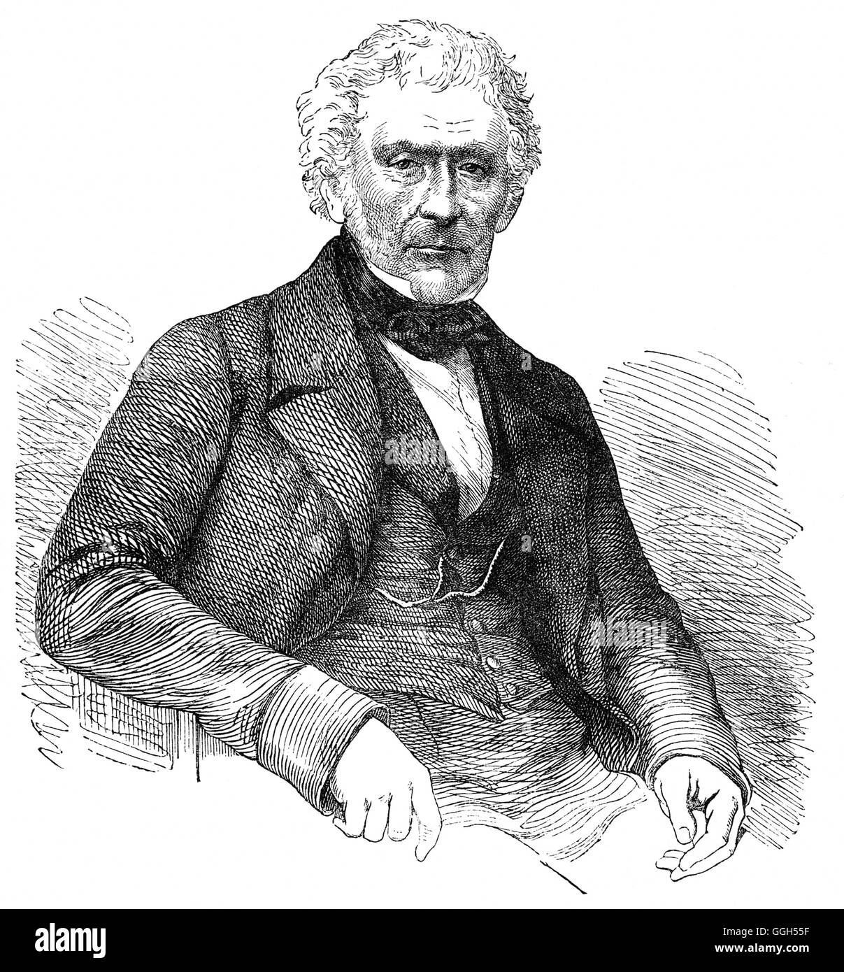 Sir David Brewster (1781 - 1868) fu un fisico scozzese, matematico, astronomo, inventore, scrittore, storico della scienza e università principali. Egli era più noto per i suoi contributi nel campo dell'ottica, ha studiato la doppia rifrazione mediante compressione e scoperto l'effetto fotoelastico,che diede i natali al campo di mineralogia ottica. Foto Stock