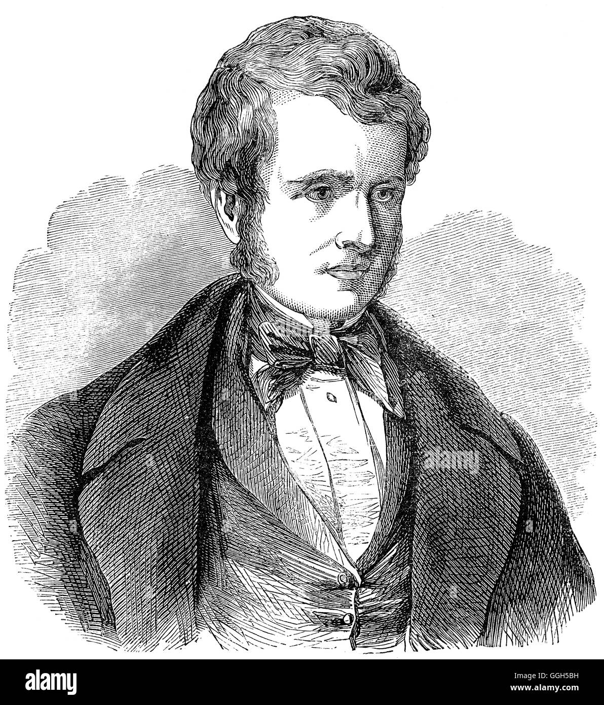 John Arthur Roebuck (1802 - 1879), uomo politico britannico, era intima con il leader radicale e riformatori utilitaristica. Un membro del Parlamento europeo ha assunto un atteggiamento generale di ostilità per il governo del giorno di una delle parti, in una posizione trattenuta durante tutta la sua vita. Egli è stato sfidato a duello in varie occasioni, noteably da George Smythe, settimo Visconte Strangford seguenti Roebuck del sostegno del sir James Graham. Foto Stock