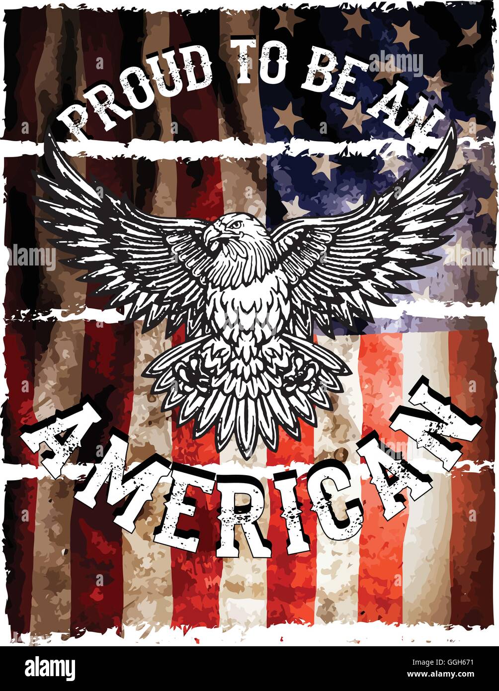 Bandiera americana e eagle grunge Illustrazione Vettoriale