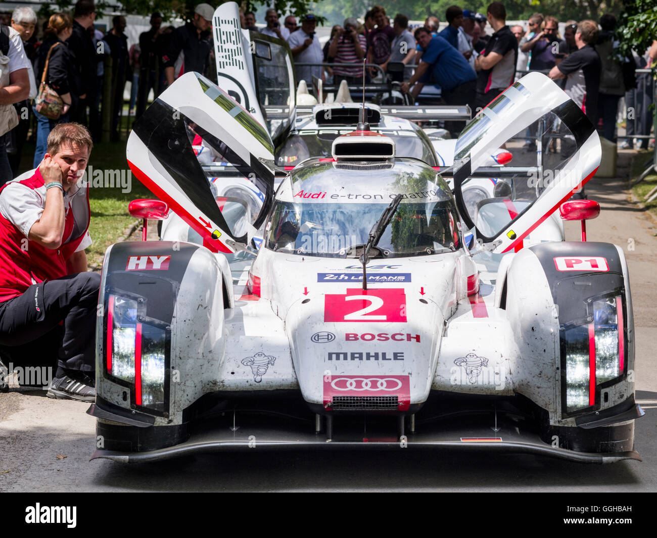 Andre Lotterer, Le Mans vincitore 2014, Audi R18 E-Tron Quattro ibrido, Goodwood Festival della velocità 2014, racing, auto racing, classi Foto Stock