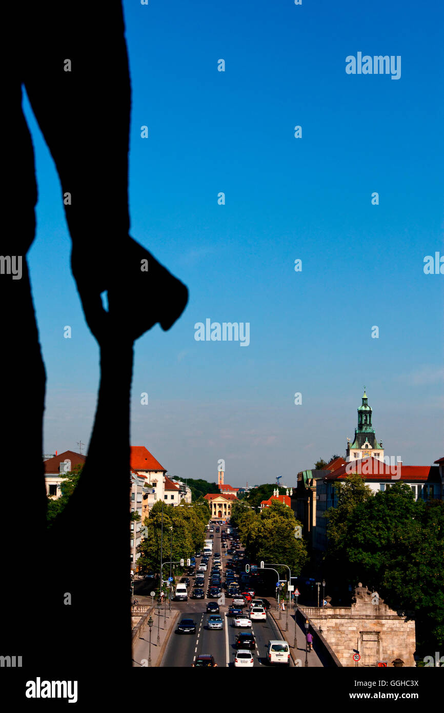 Vista dal Friedensengel observation deck a Prinzregentenstrasse, Bogenhausen Monaco di Baviera, Baviera, Baviera, Germania Foto Stock