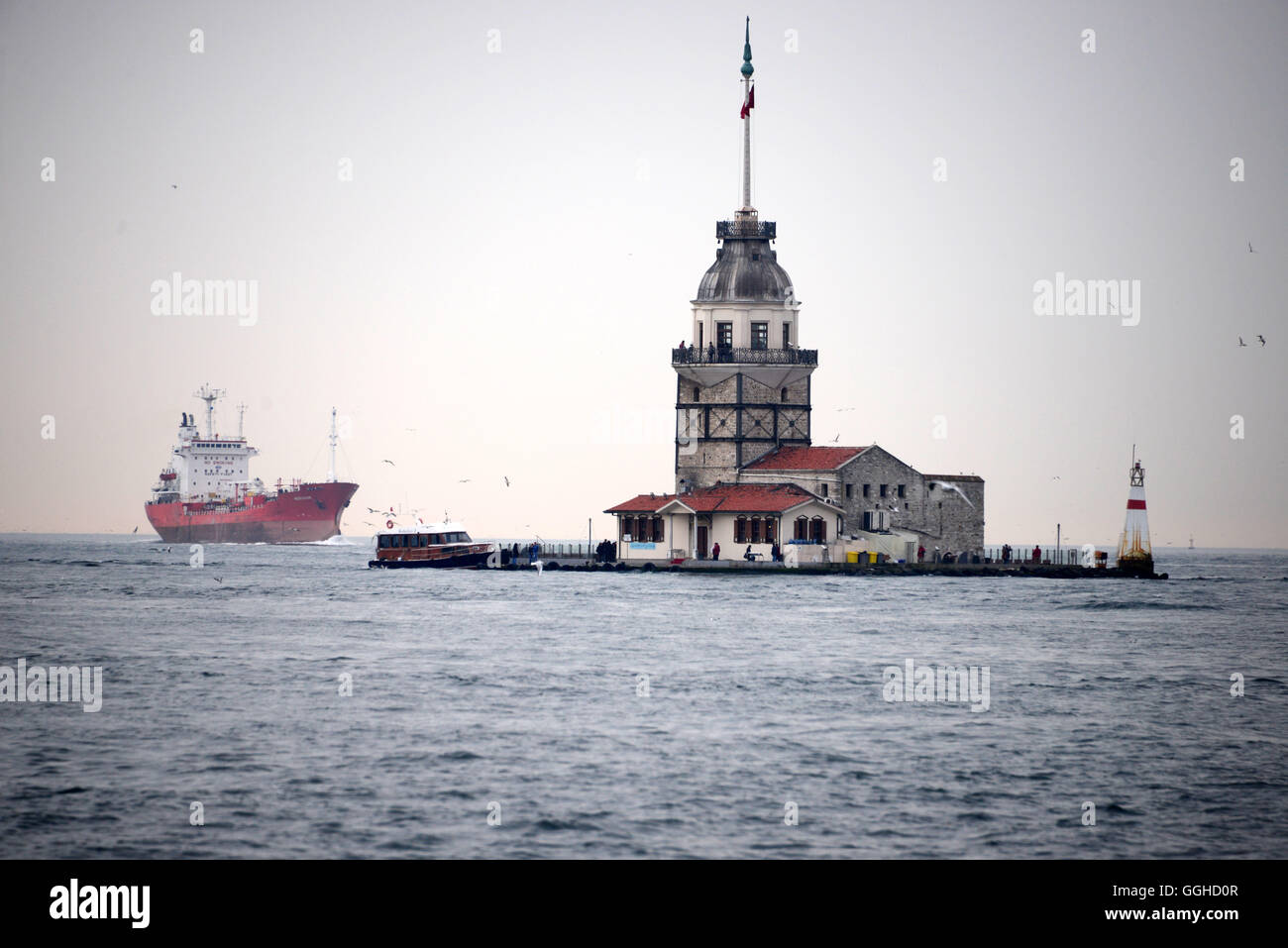 Torre di Leandros (Kiz Kulesi) del Bosforo, Ueskuedar, Istanbul, Turchia Foto Stock