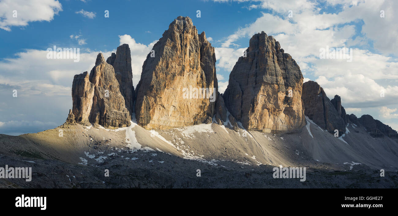 Tre Cime di Lavaredo, Drei Zinnen, Alto Adige, Dolomiti, Italia Foto Stock
