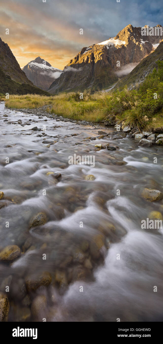Montare Talbot, Alpi, il Parco Nazionale di Fiordland, Southland, Isola del Sud, Nuova Zelanda Foto Stock