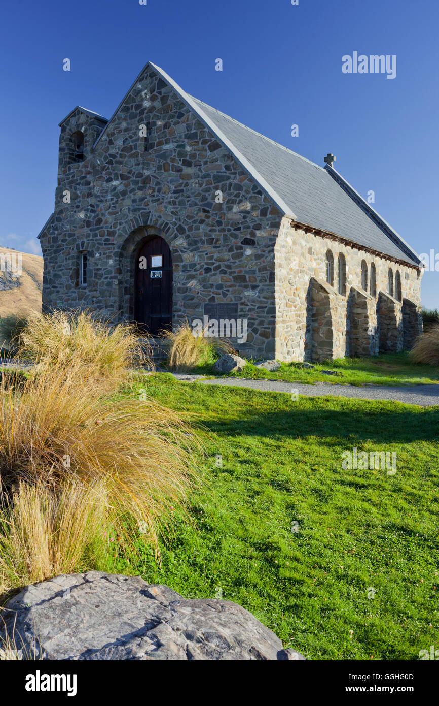 Buon Pastore chiesa, Lago Tekapo, Canterbury, Isola del Sud, Nuova Zelanda Foto Stock