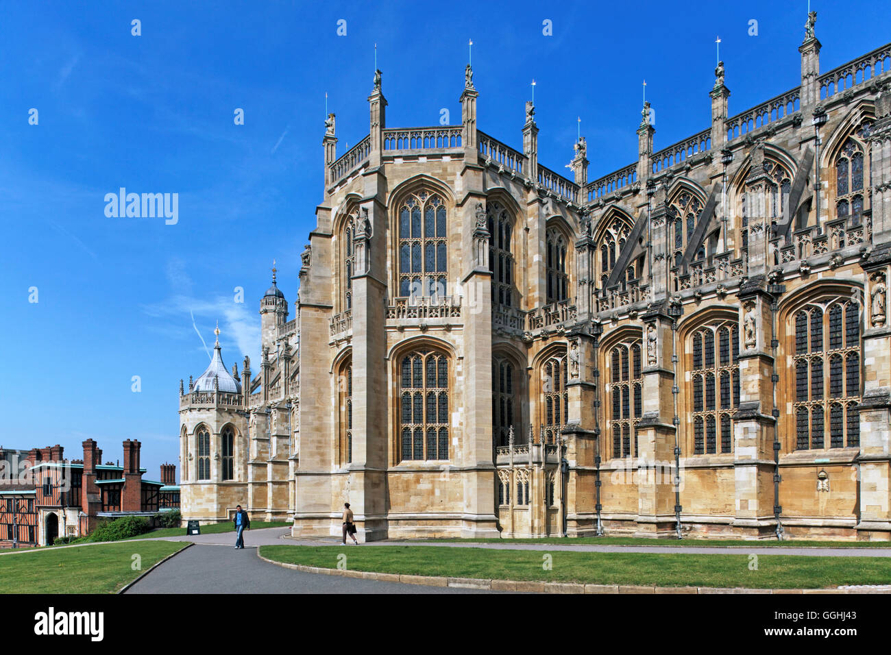 La Cappella di San Giorgio., inferiore Ward, il Castello di Windsor, Windsor, London, England, Regno Unito Foto Stock