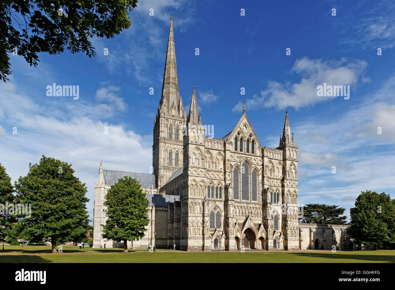 La Cattedrale di Salisbury, Salisbury, Wiltshire, Inghilterra, Gran Bretagna Foto Stock