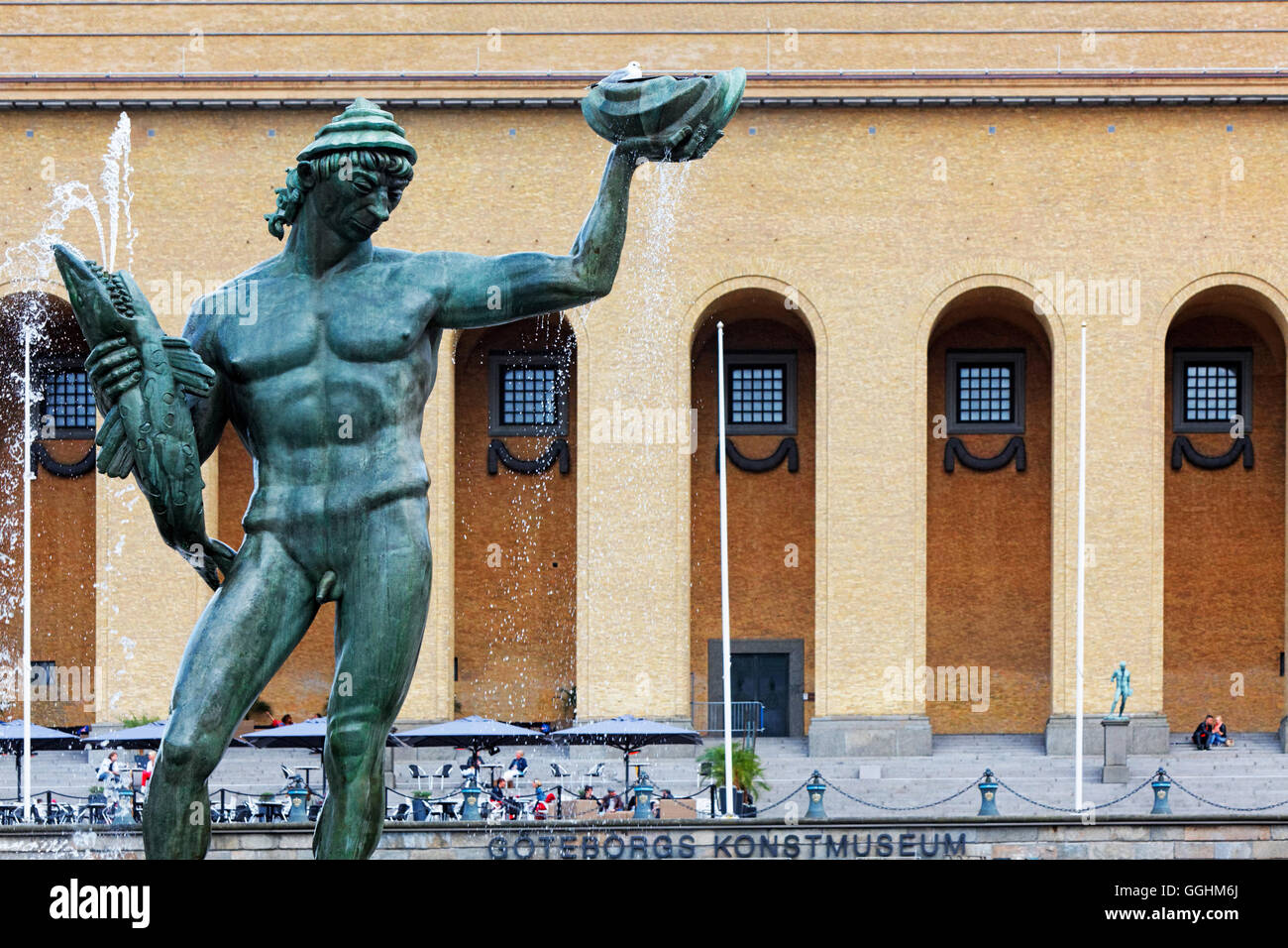 Poseidon statua da Carl Milles davanti al Museo di Arte, Göteborg, Svezia Foto Stock