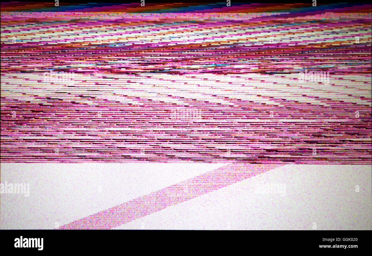 Schermo tv con rumore di statica da cattiva ricezione del segnale Foto Stock