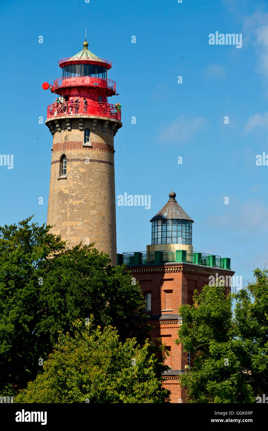 Kap Arkona faro con Schinkelturm tower, Ruegen isola, Mecklenburg-Pomerania, Germania, Europa Foto Stock