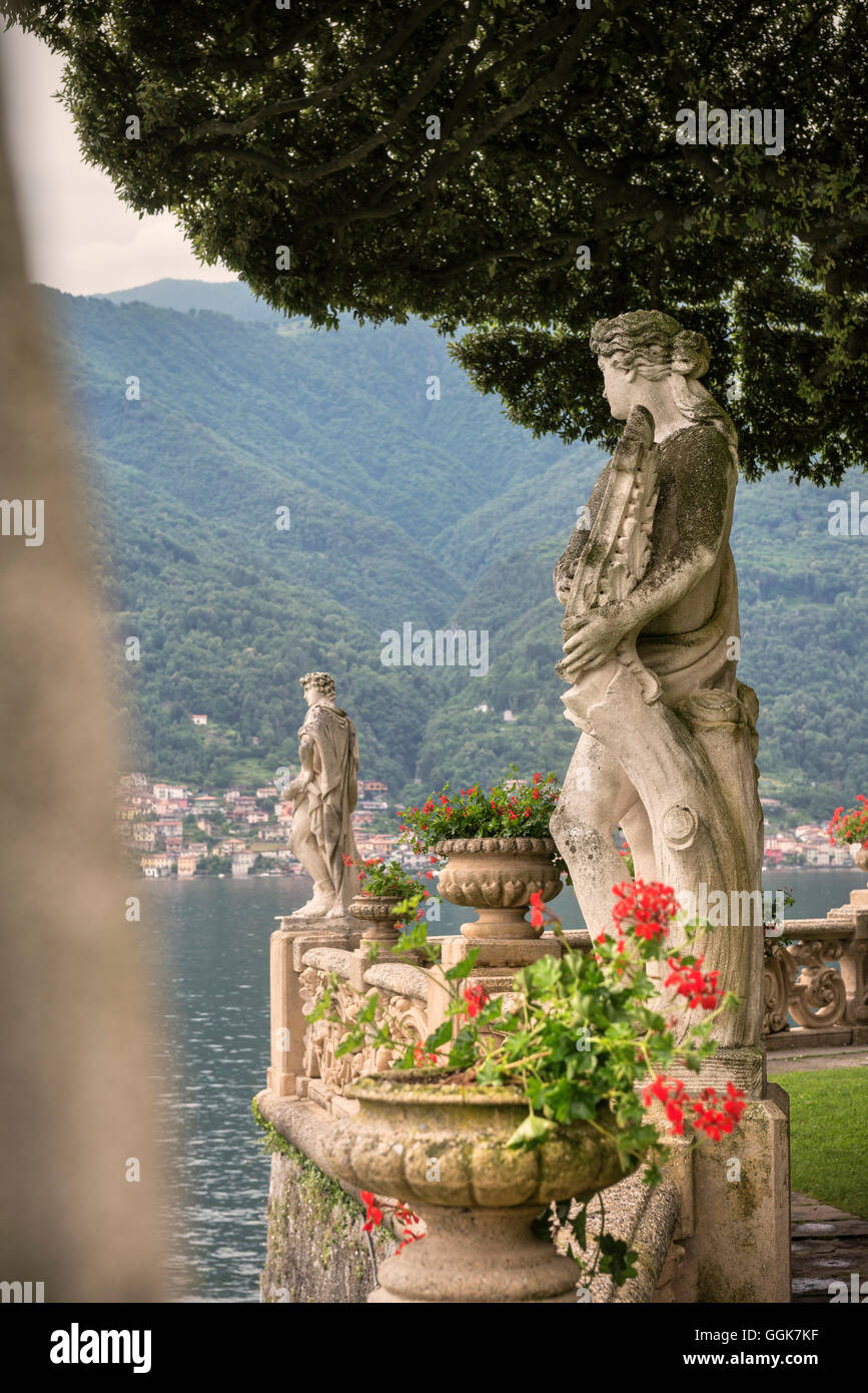 Statue in Villa del Balbianello Lenno, Lago di Como, Lombardia, Italia, Europa Foto Stock