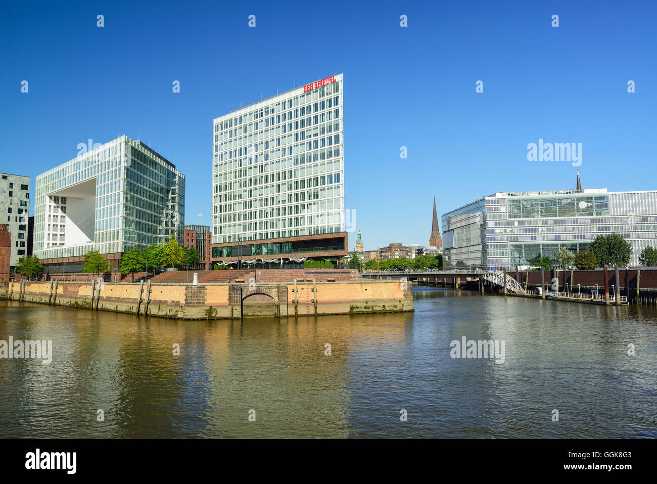 Costruzione di Spiegel ufficio editoriale, Spiegelgebaeude, Hafencity di Amburgo, Germania Foto Stock