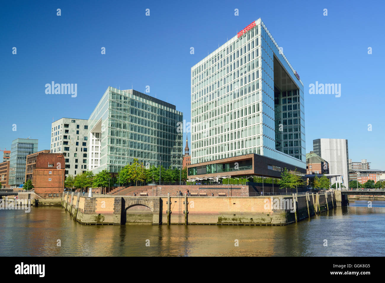 Costruzione di Spiegel ufficio editoriale, Spiegelgebaeude, Hafencity di Amburgo, Germania Foto Stock