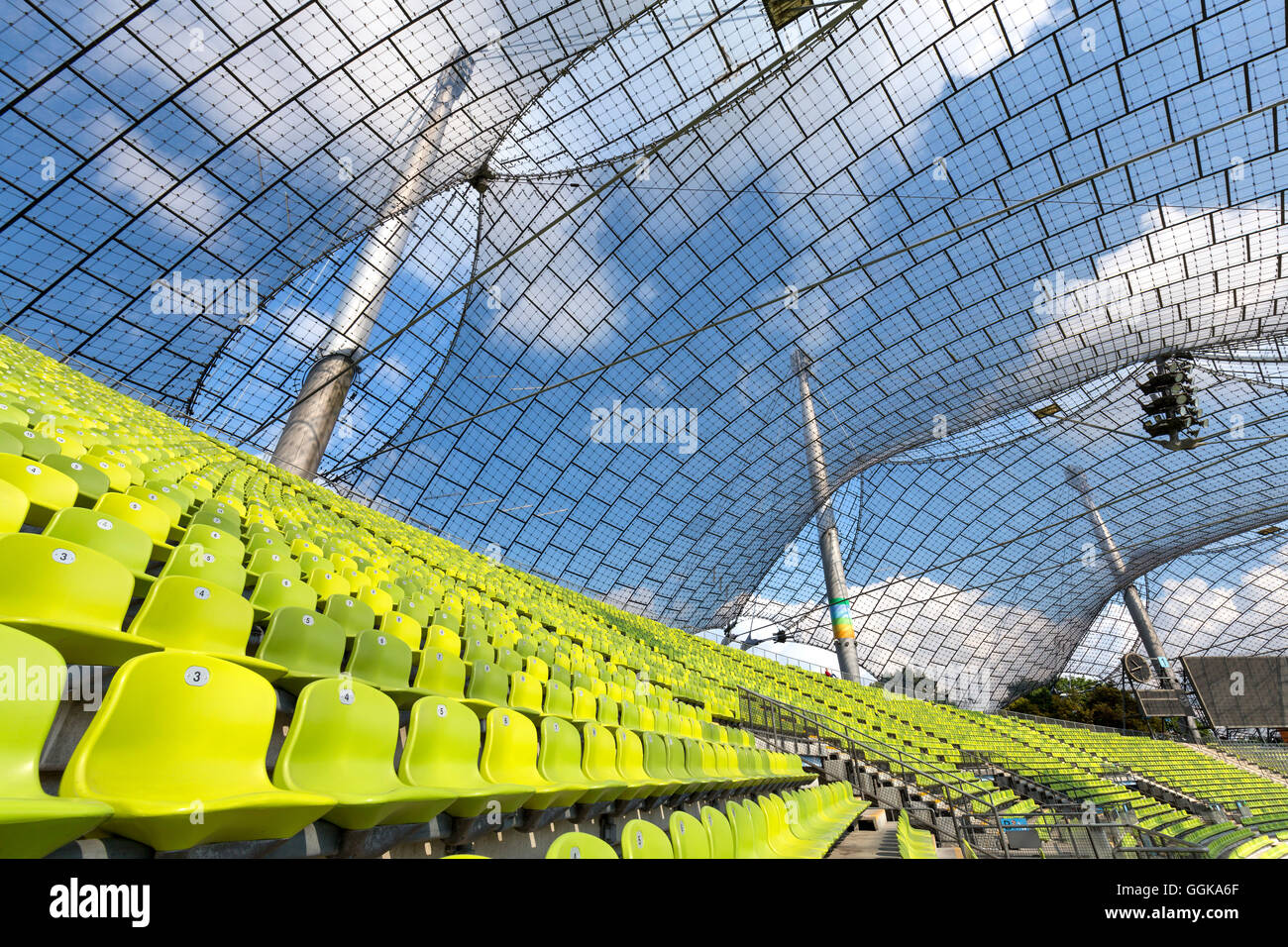 Il tetto dello stadio olimpico, Monaco di Baviera, Baviera, Baviera, Germania Foto Stock