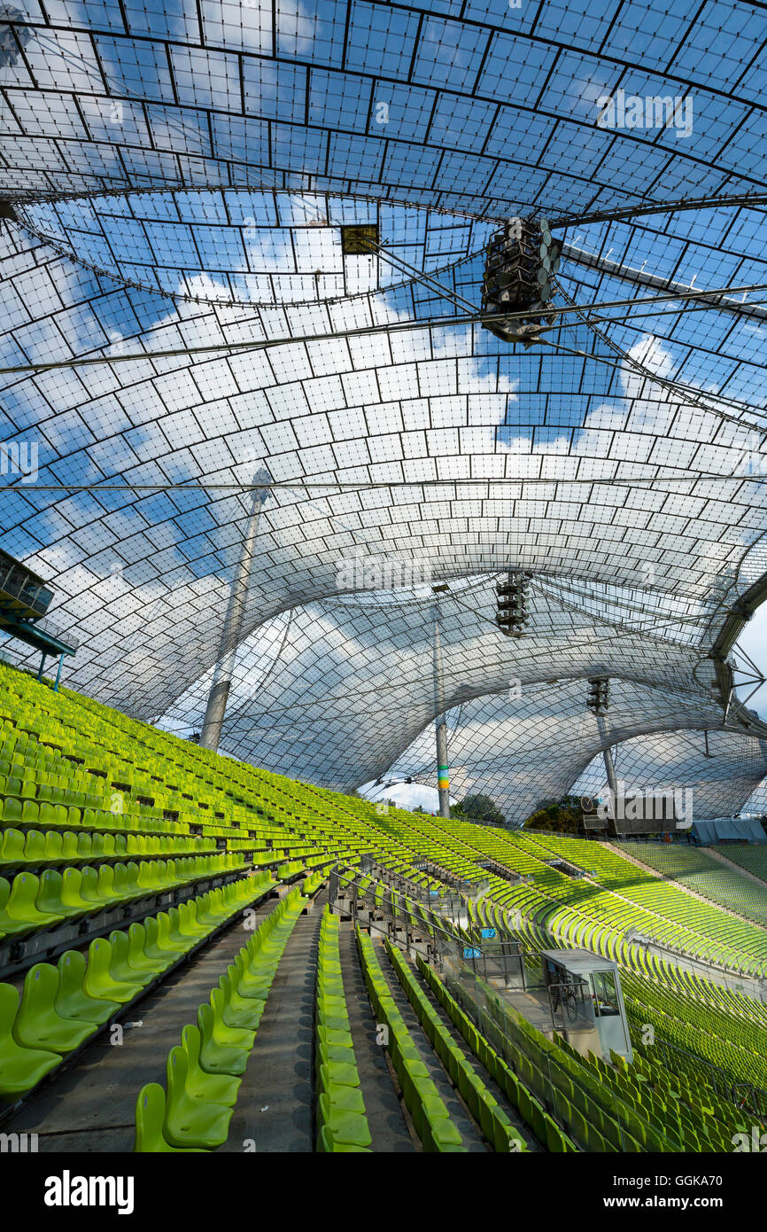 Il tetto dello stadio olimpico, Monaco di Baviera, Baviera, Baviera, Germania Foto Stock