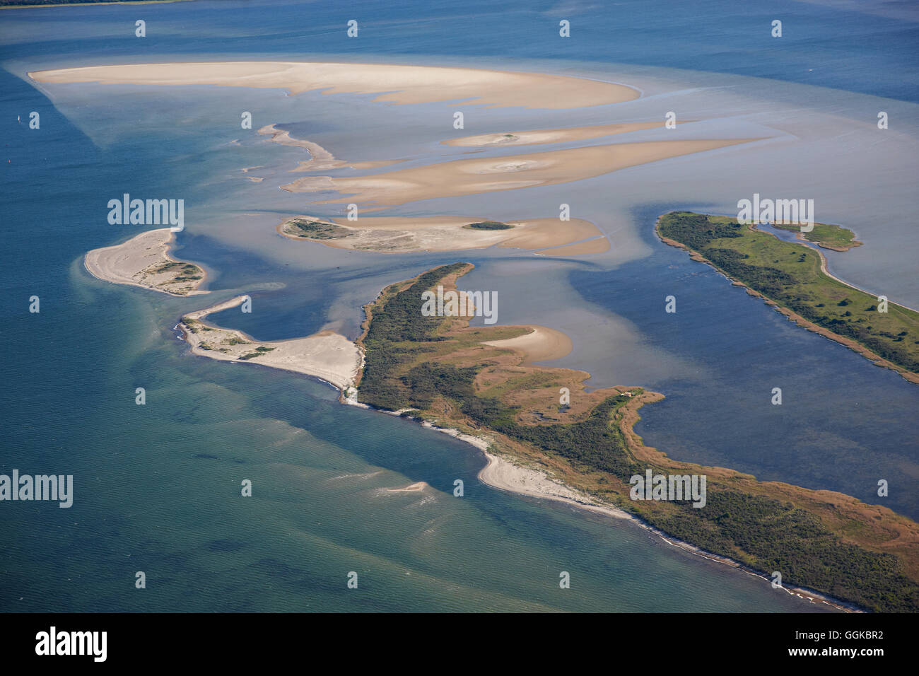 Foto aerea di Bessin, Hiddensee isola, Mar Baltico, Mecklenburg Vorpommern, Germania Foto Stock