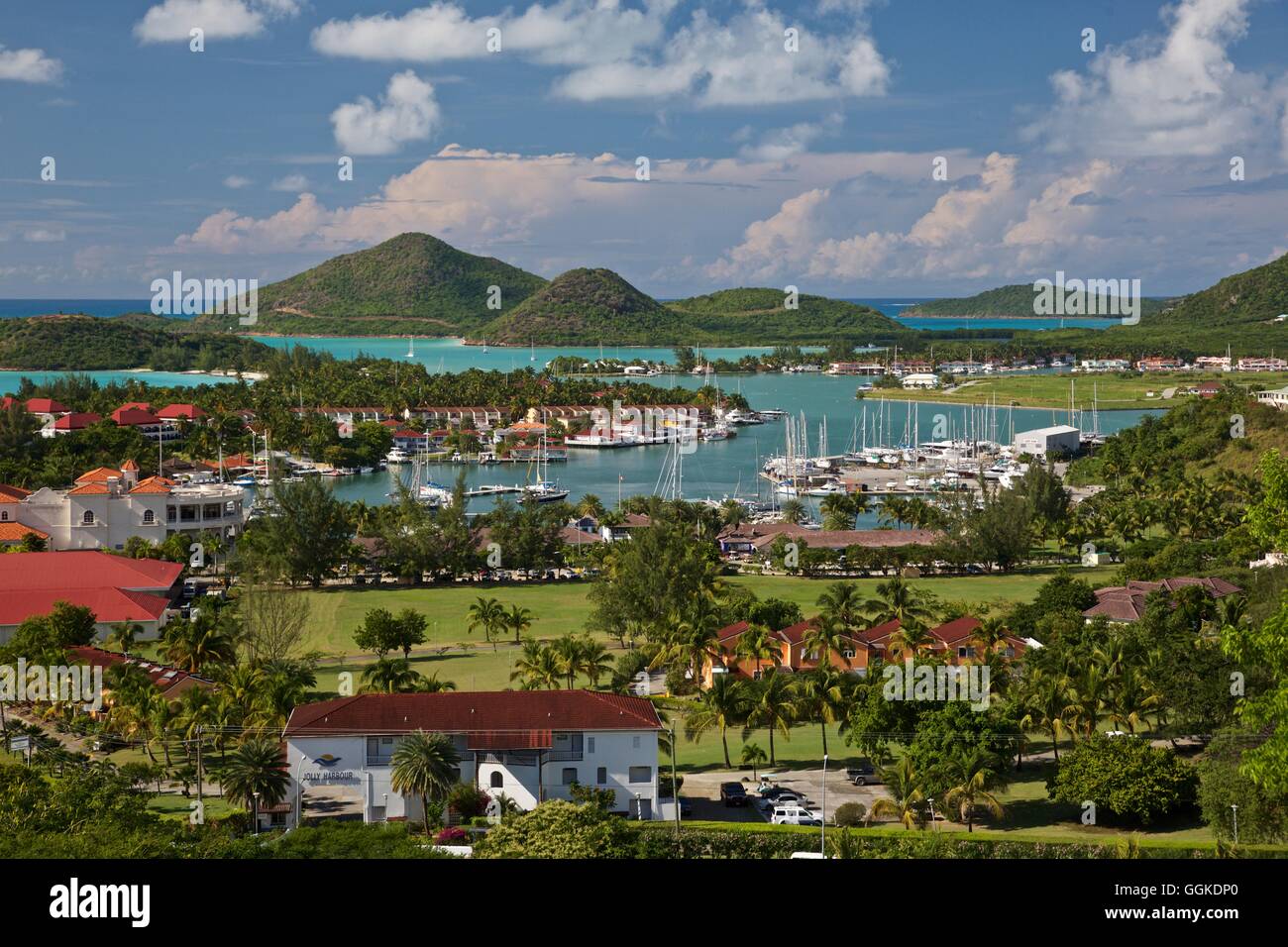 Jolly Harbour, Antigua e Barbuda, Antille sottovento, Piccole Antille, dei Caraibi Foto Stock